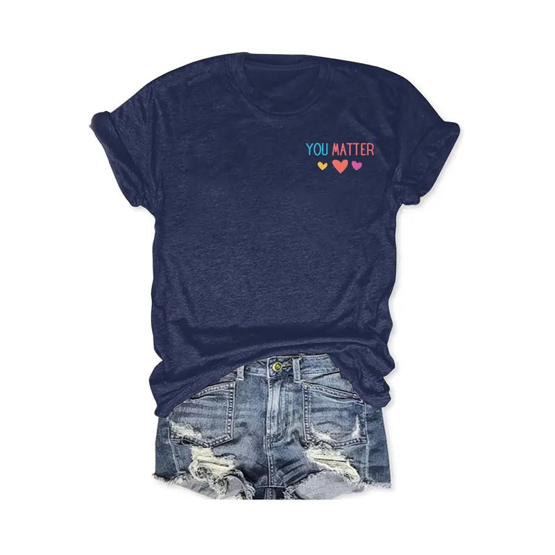 Women'S Casual Crew Neck T-Shirt With Inspirational Message, Short Sleeve Top For Summer