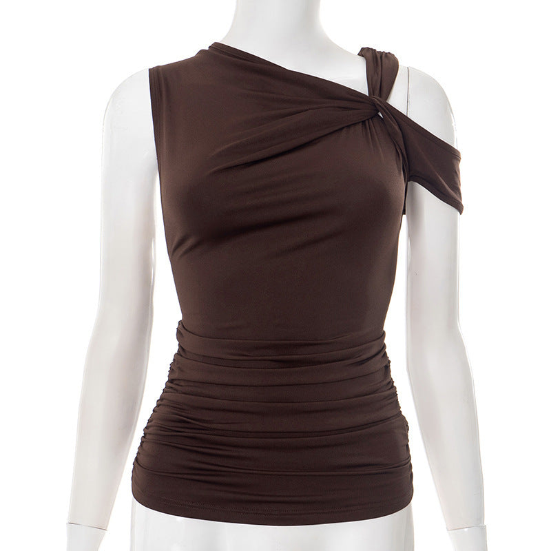 Shoulder Irregular Lace-up Sexy Vest Top