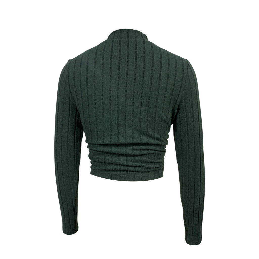 Women's Round Neck Knitted Ribbed Slim Fit Autumn And Winter Warm And Comfortable Base T-shirt