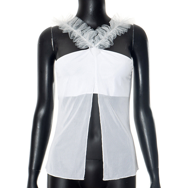 European And American Pure Color Split Sexy Off-the-shoulder T-shirt Top