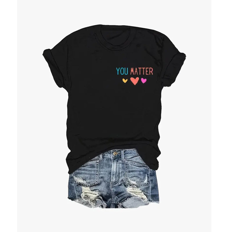 Women'S Casual Crew Neck T-Shirt With Inspirational Message, Short Sleeve Top For Summer