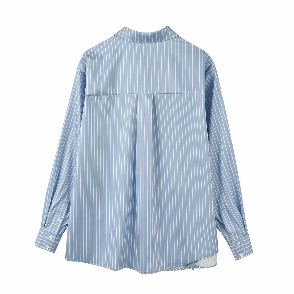 New Chinese Style High-grade Irregular Blue Shirt For Women