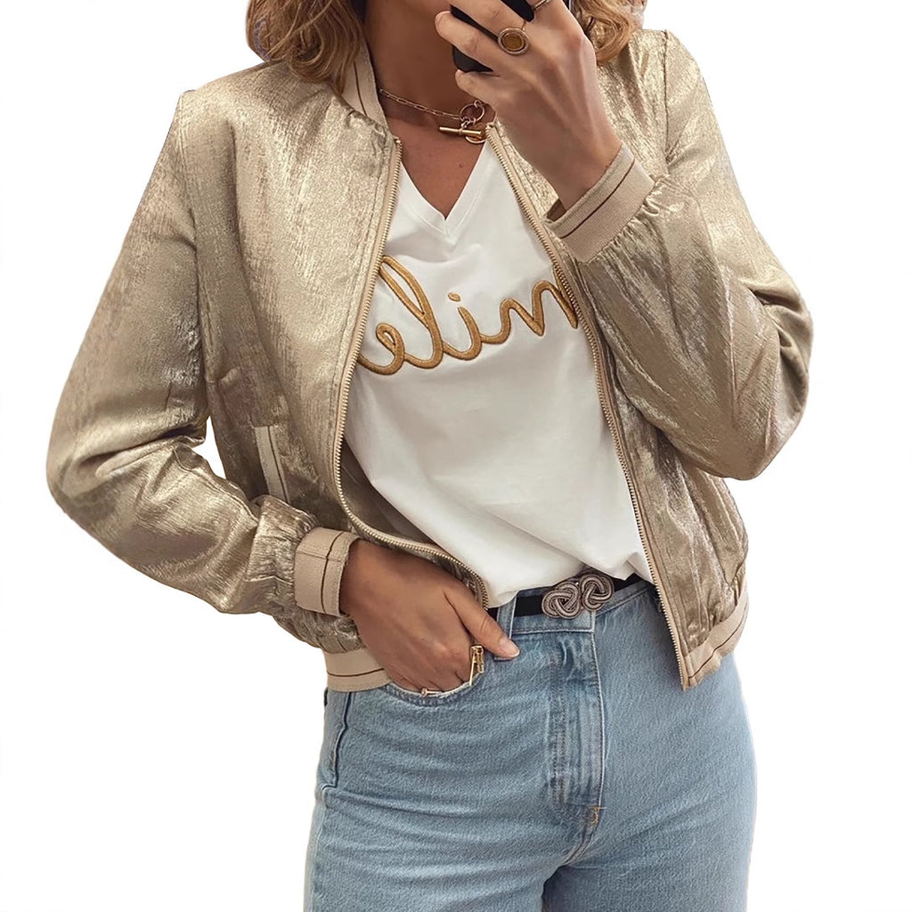 Solid Color Short Women's Casual Versatile Multi-pocket Jacket
