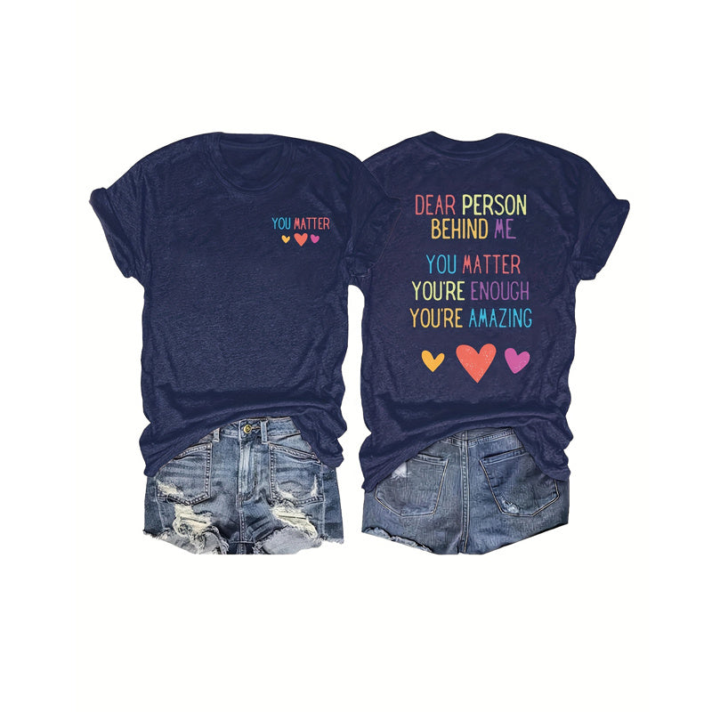Women'S Casual Crew Neck T-Shirt With Inspirational Message, Short Sleeve Top For Summer