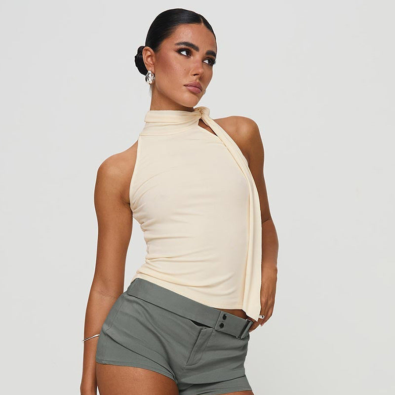 Women's Turtleneck Bundle Ribbon T-shirt Top