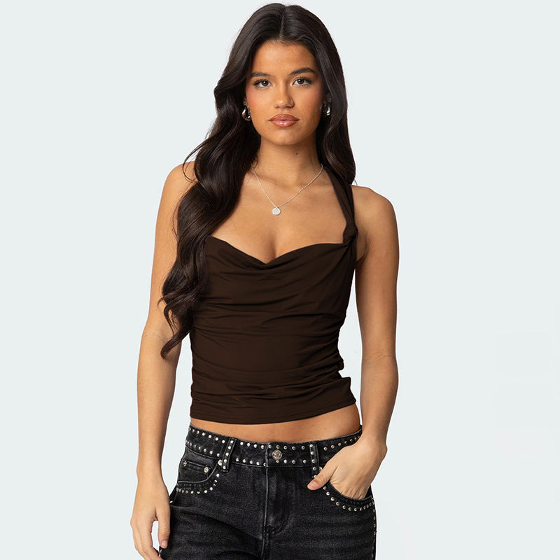 Women's Pleated Cross Cool Spicy Backless Underwaist