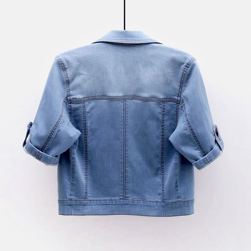 Elastic Thin Cardigan Women's Short Denim Coat