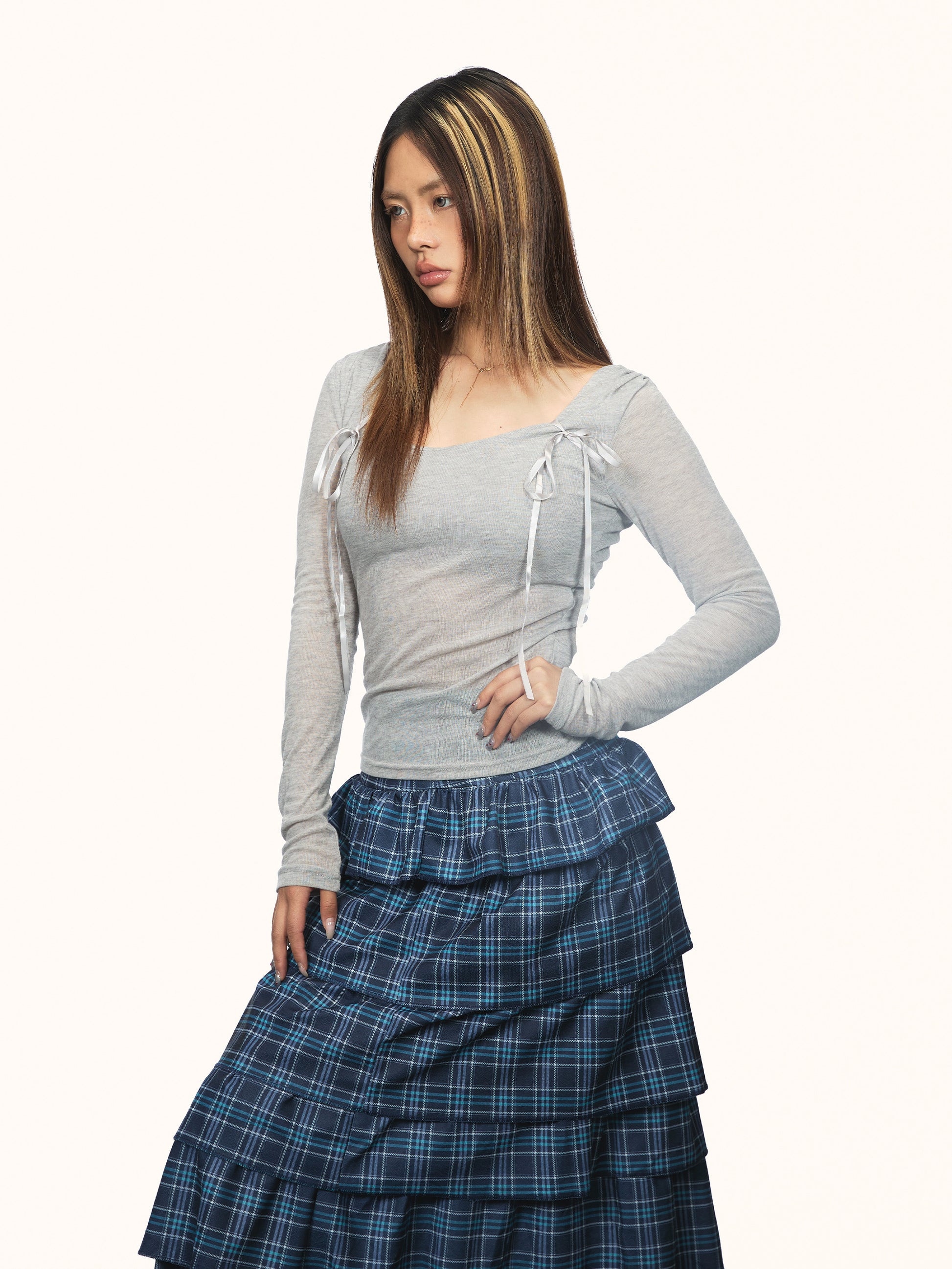 American Retro Diagonal Collar Long Sleeve