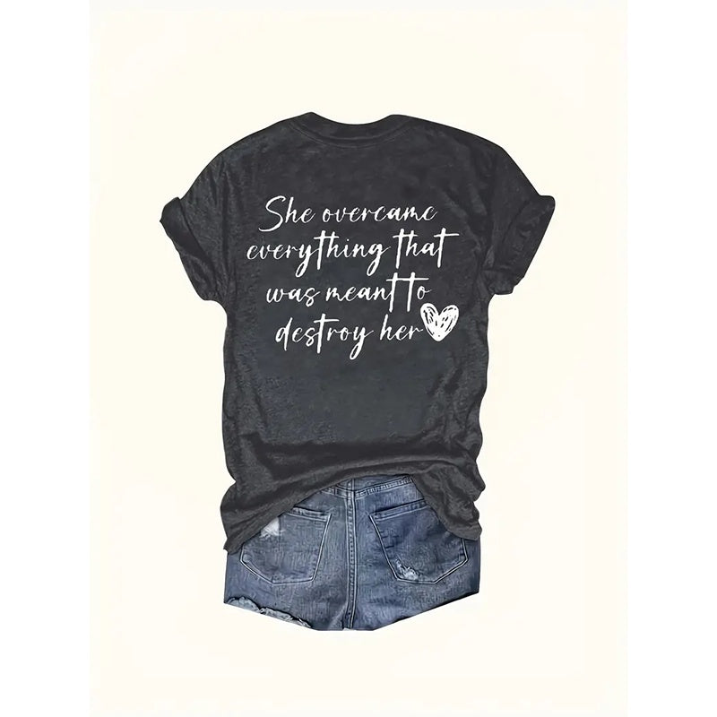 Inspirational Tshirts For Women She Overcame Everything Graphic T Shirts Funny Sayings Shirts