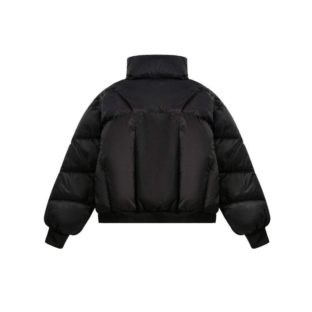 Winter New White Duck Down American Black Stand-up Collar Bread Coat