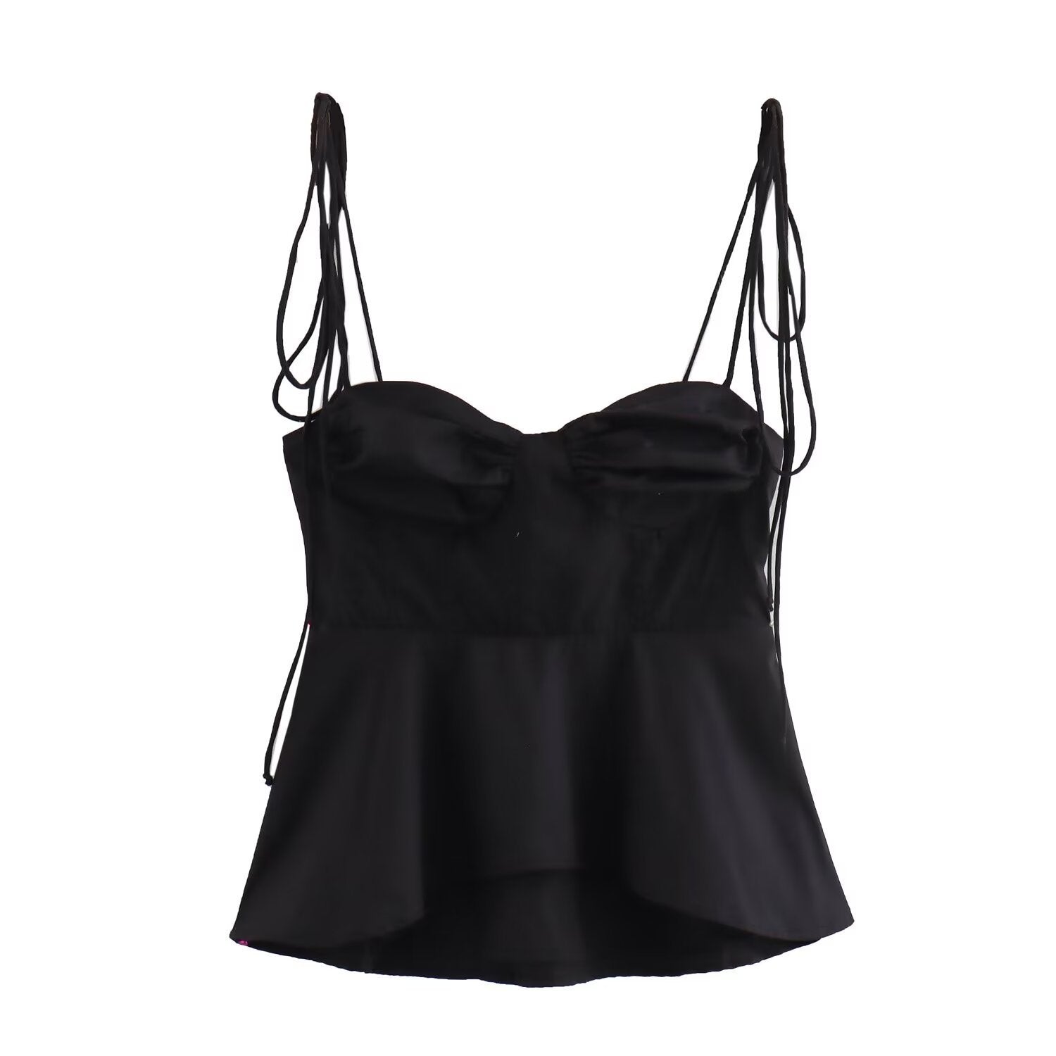 Solid Color Sleeveless Pleated Suspender Corset Top