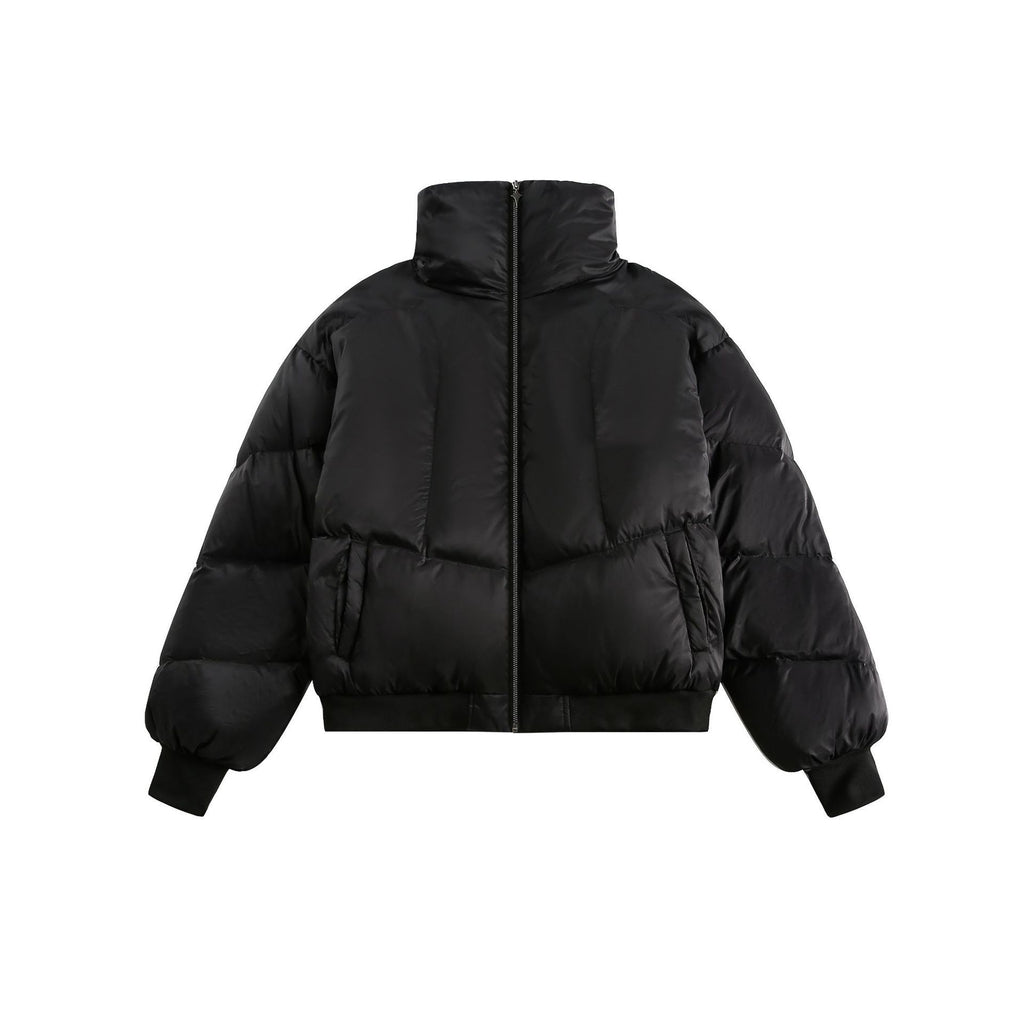 Winter New White Duck Down American Black Stand-up Collar Bread Coat