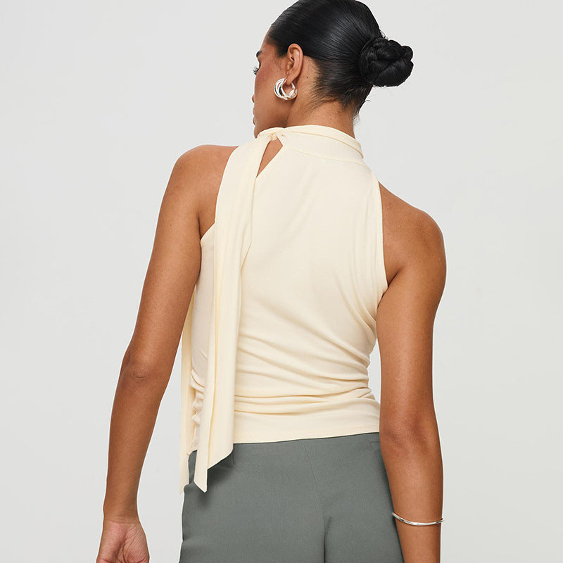 Women's Turtleneck Bundle Ribbon T-shirt Top