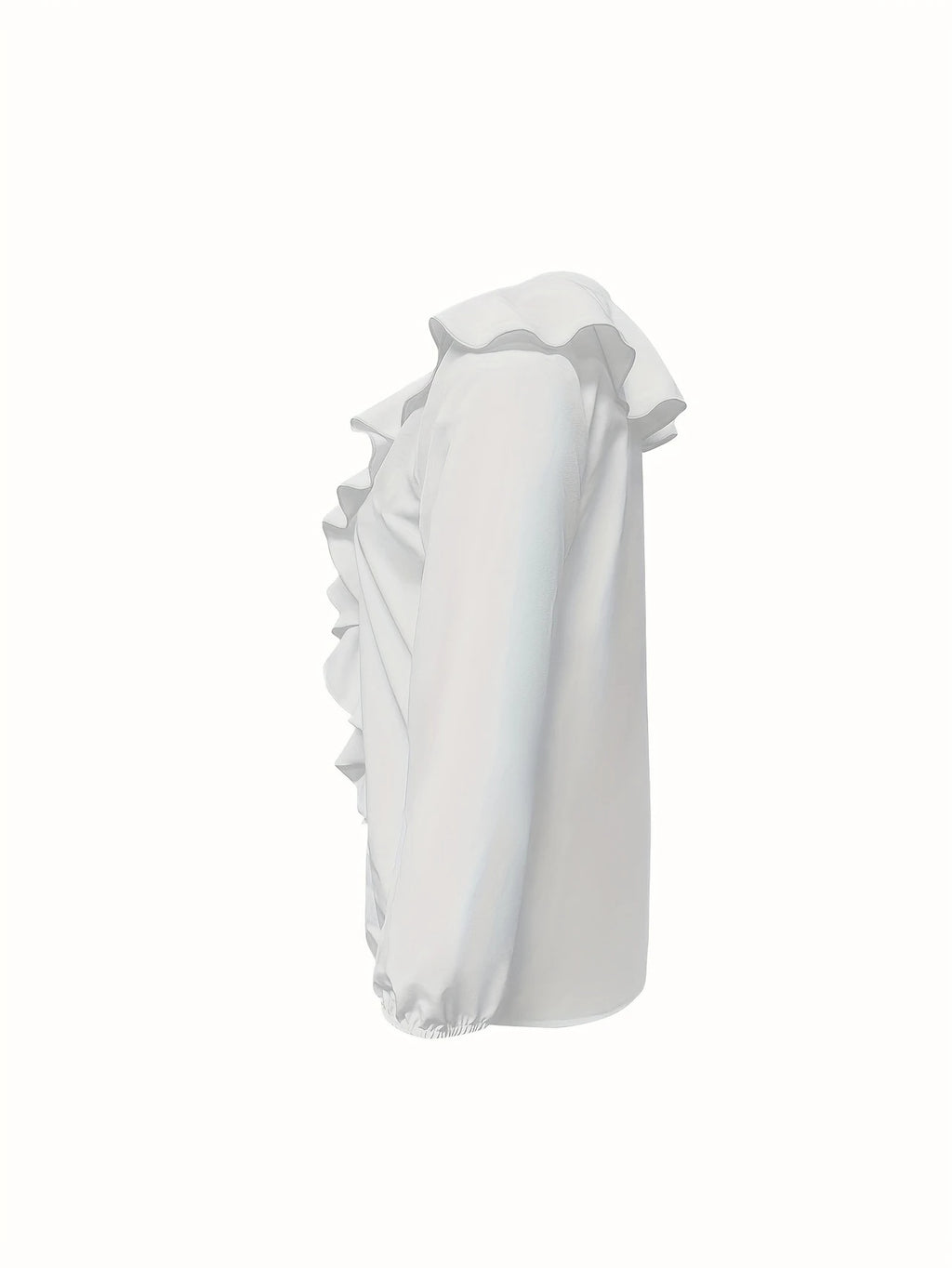 Women's Casual Polyester Blouse, Solid Color, Collarless