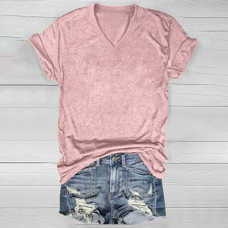 5-Pack Basic V-Neck T-Shirts For Women Summer Soild Color Short Sleeve Everyday Tees
