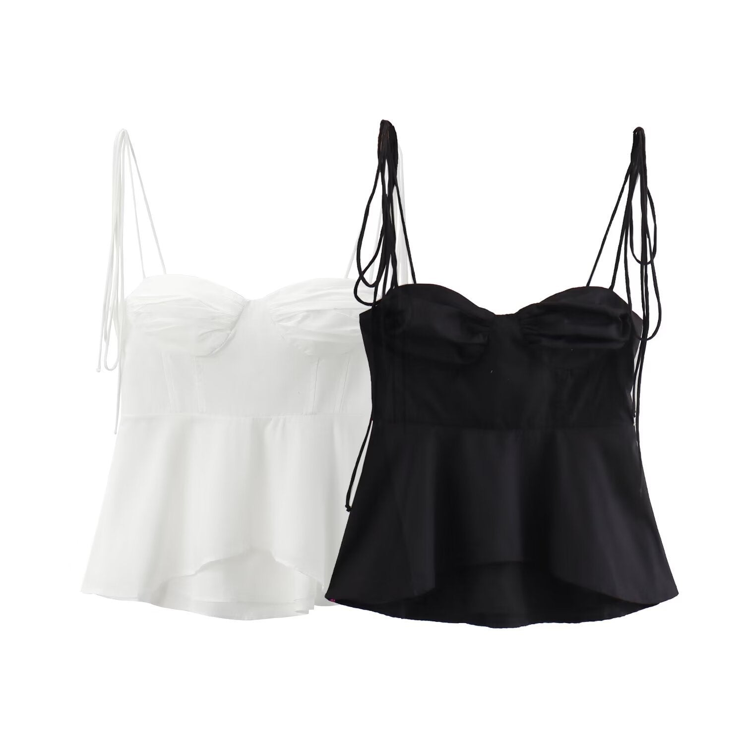 Solid Color Sleeveless Pleated Suspender Corset Top
