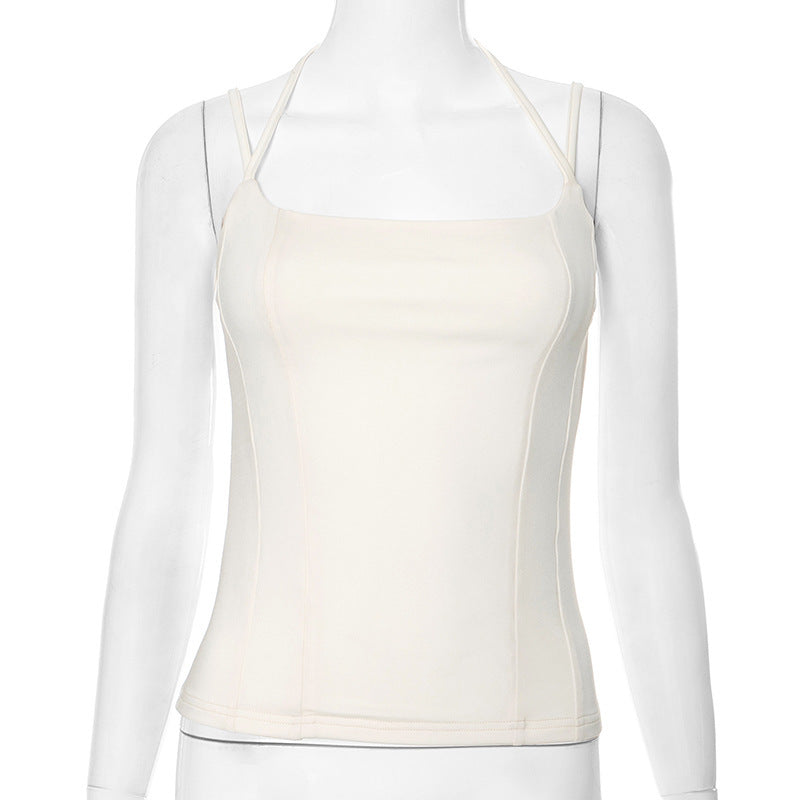 Slim-fit Strapless Double-rope Ripped Vest Top For Women