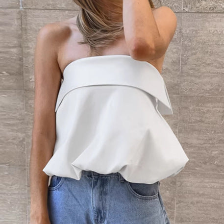 Satin Sexy Tube Top Backless Strap Vest