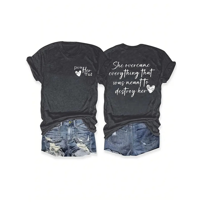 Inspirational Tshirts For Women She Overcame Everything Graphic T Shirts Funny Sayings Shirts