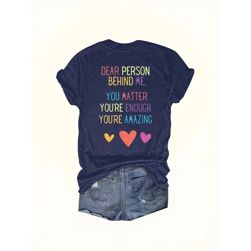 Women'S Casual Crew Neck T-Shirt With Inspirational Message, Short Sleeve Top For Summer