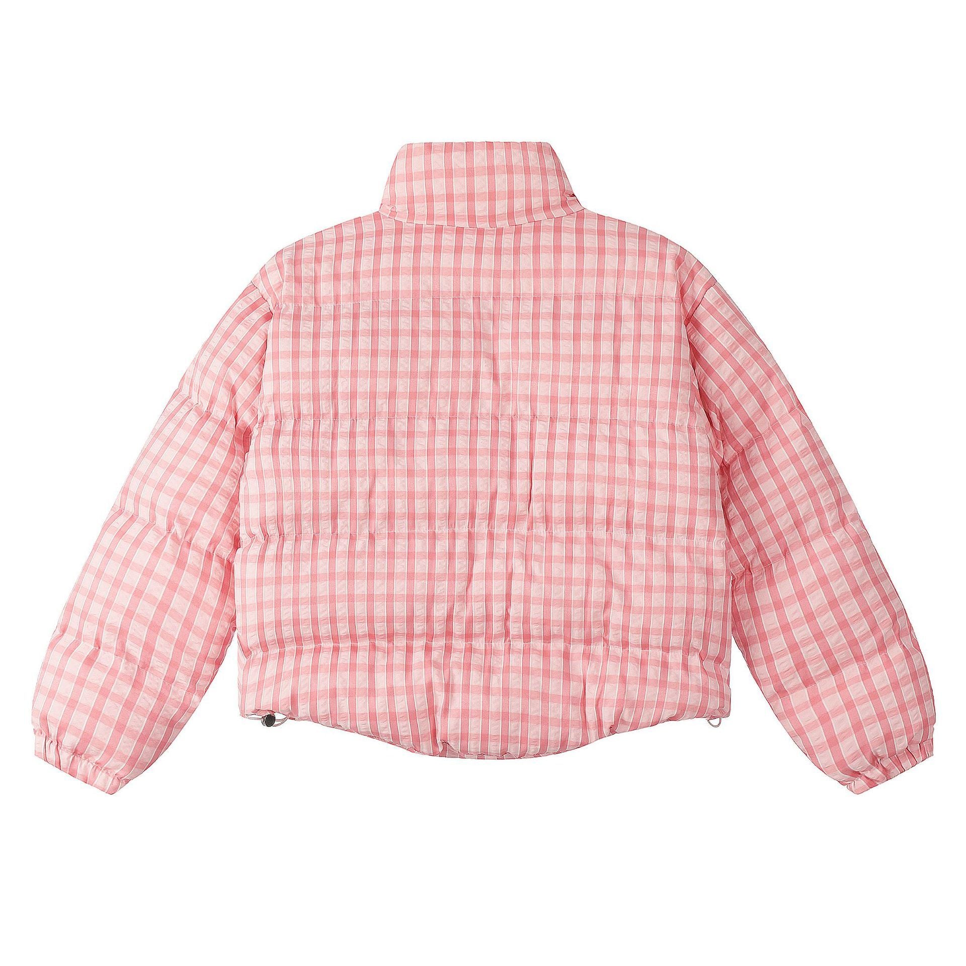 American Retro Trendy Simple Plaid Stand Collar Niche Casual Warm Cotton Coat