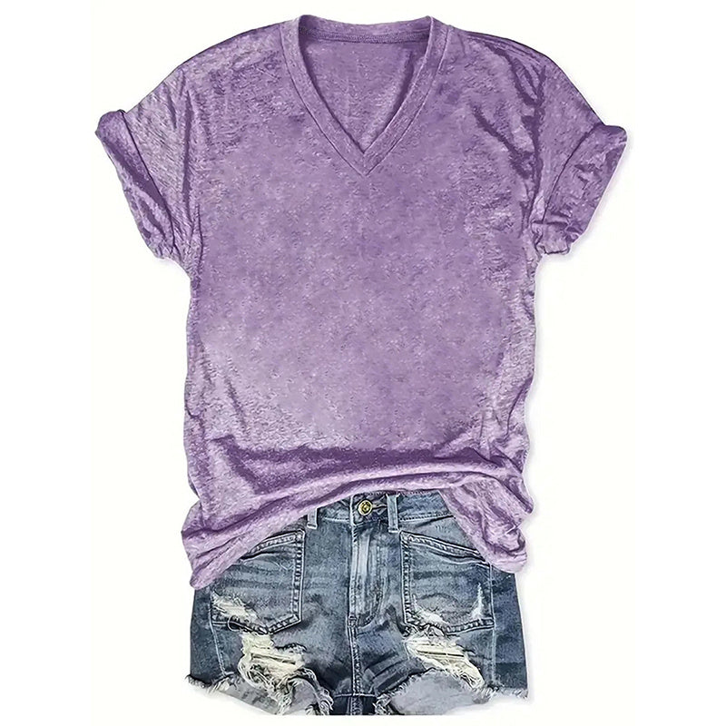 5-Pack Basic V-Neck T-Shirts For Women Summer Soild Color Short Sleeve Everyday Tees