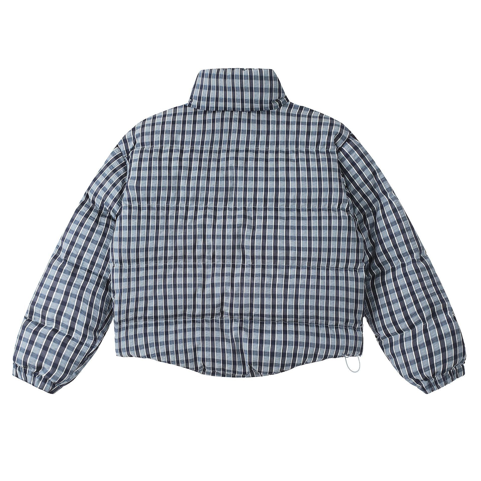 American Retro Trendy Simple Plaid Stand Collar Niche Casual Warm Cotton Coat