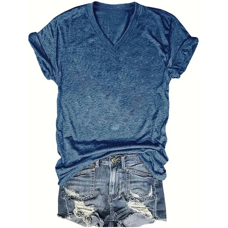 5-Pack Basic V-Neck T-Shirts For Women Summer Soild Color Short Sleeve Everyday Tees