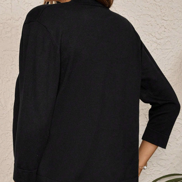 Ladies' Elegant And Simple Solid Color Versatile Knitted Cardigan Jacket