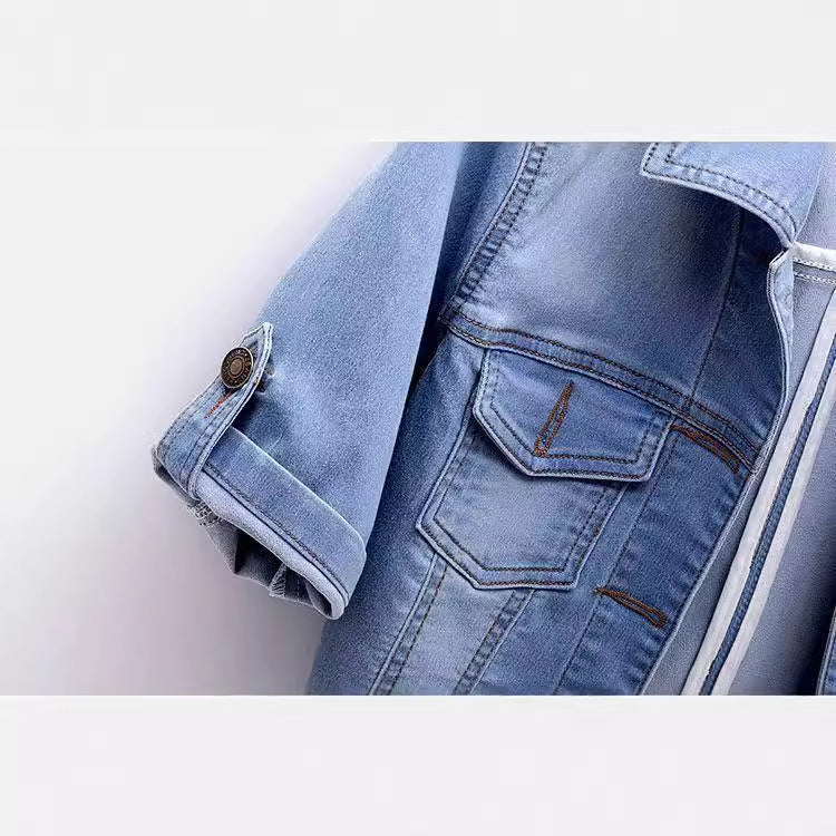 Elastic Thin Cardigan Women's Short Denim Coat
