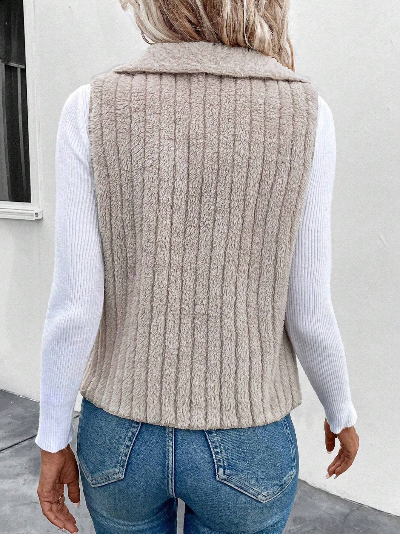 Waterfall Collar Open Front Vest Coat
