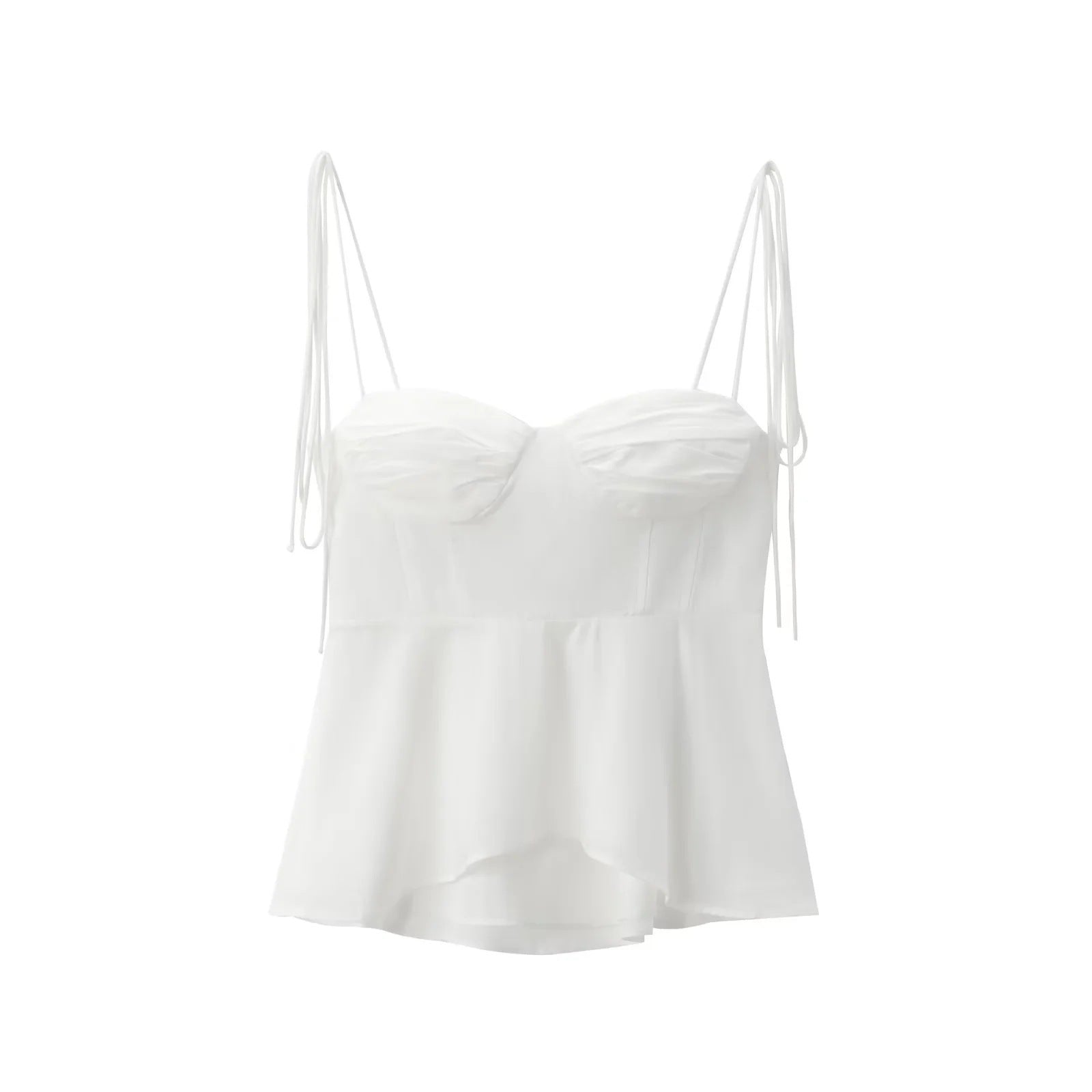 Solid Color Sleeveless Pleated Suspender Corset Top