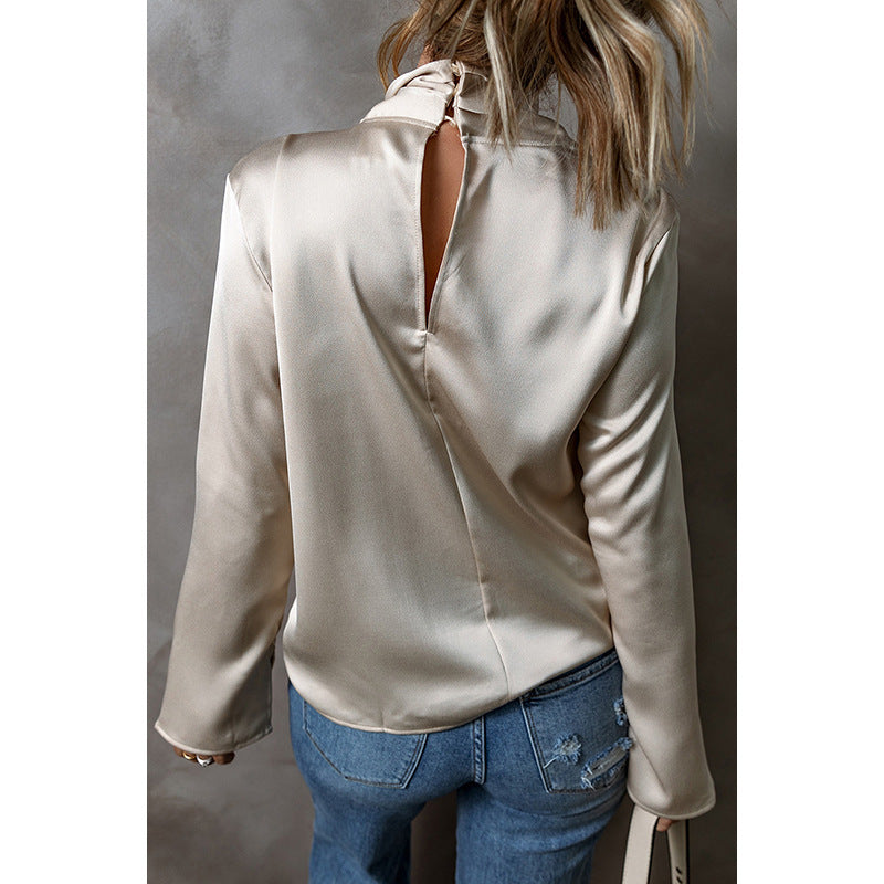 Women's Solid Color Satin Chiffon Blouse