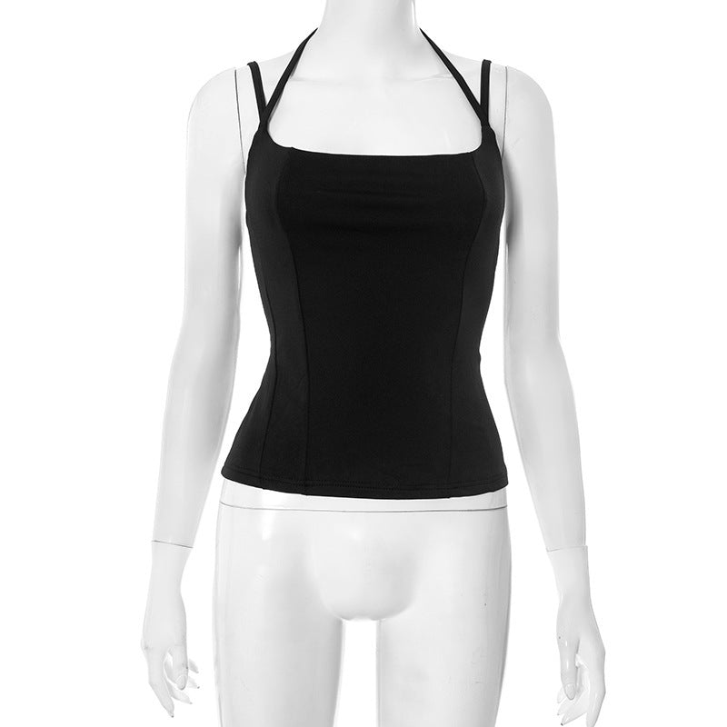 Slim-fit Strapless Double-rope Ripped Vest Top For Women