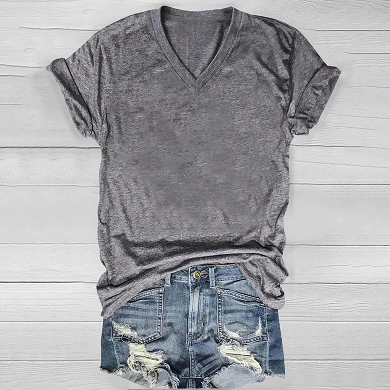 3-Pack Women's Basic V-Neck Tees Set Summer Soild Color Short Sleeve T-Shirts