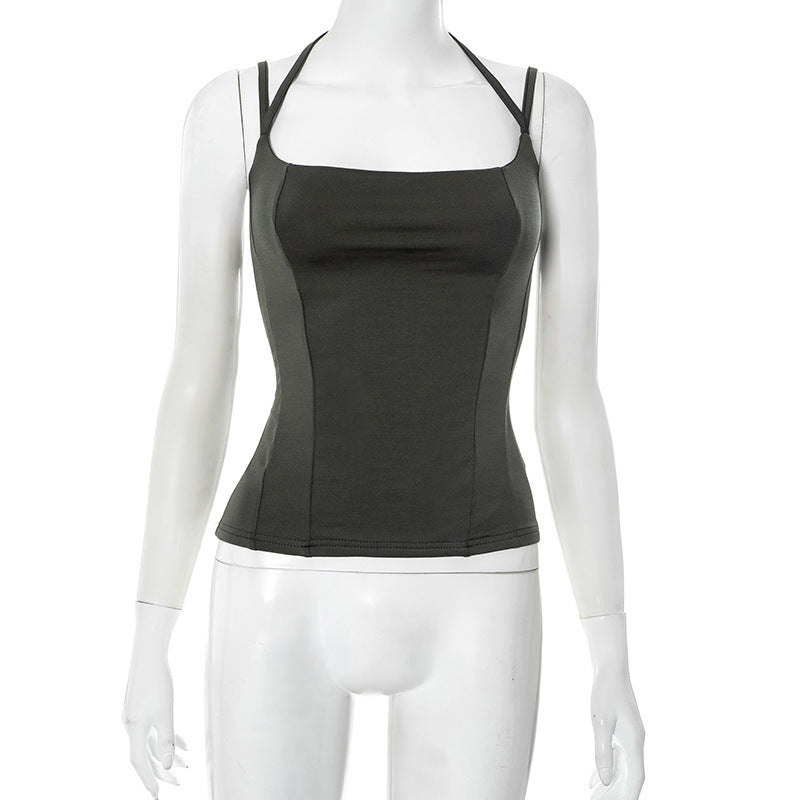 Slim-fit Strapless Double-rope Ripped Vest Top For Women