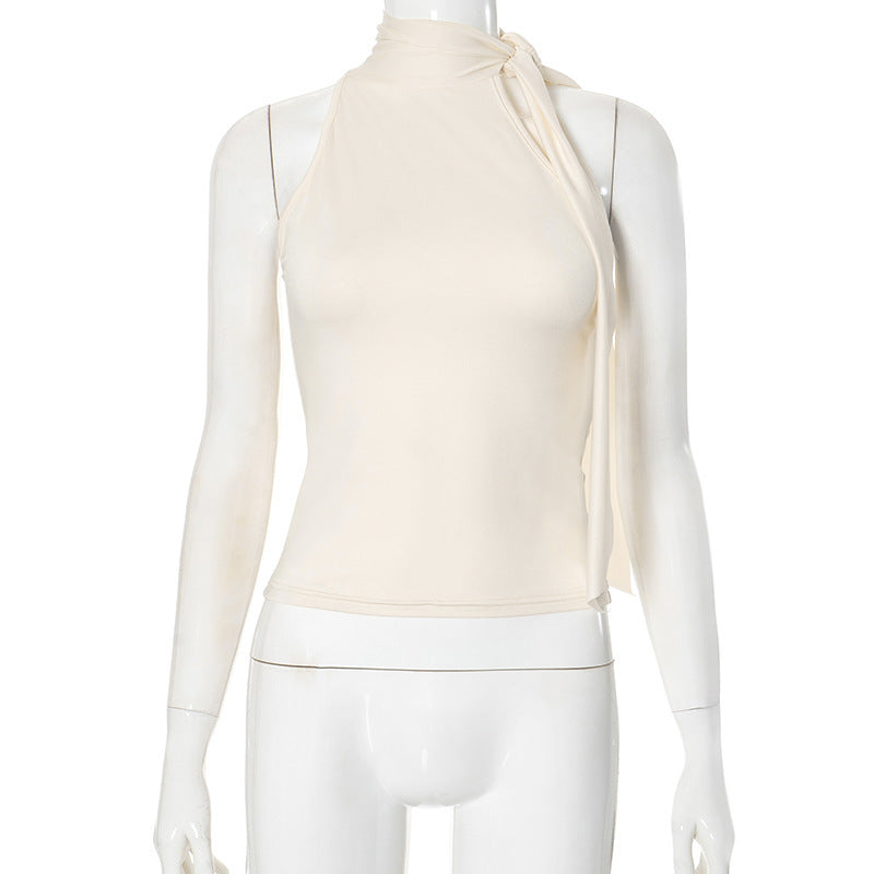 Women's Turtleneck Bundle Ribbon T-shirt Top