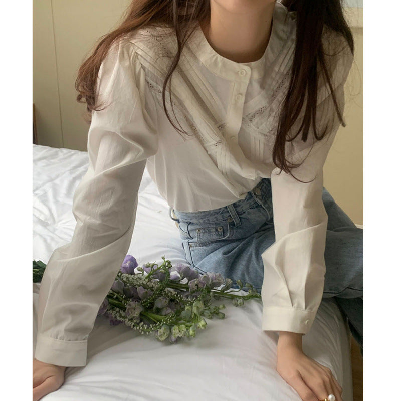 Delicate Girl Frill Lace Stitching Long Sleeves