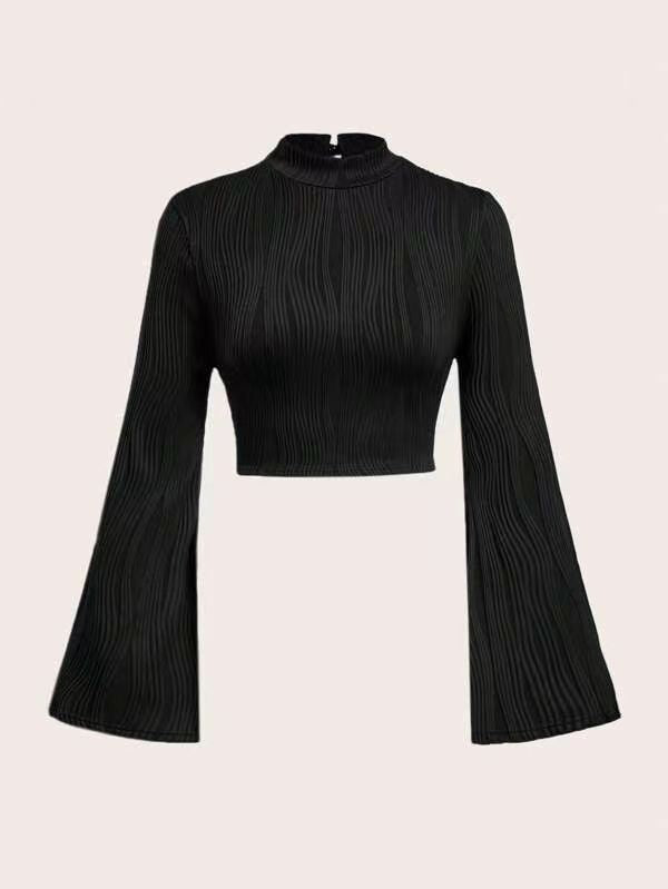 Printed Sexy Lace Thick Long Sleeved T-shirt Knitted Sweater