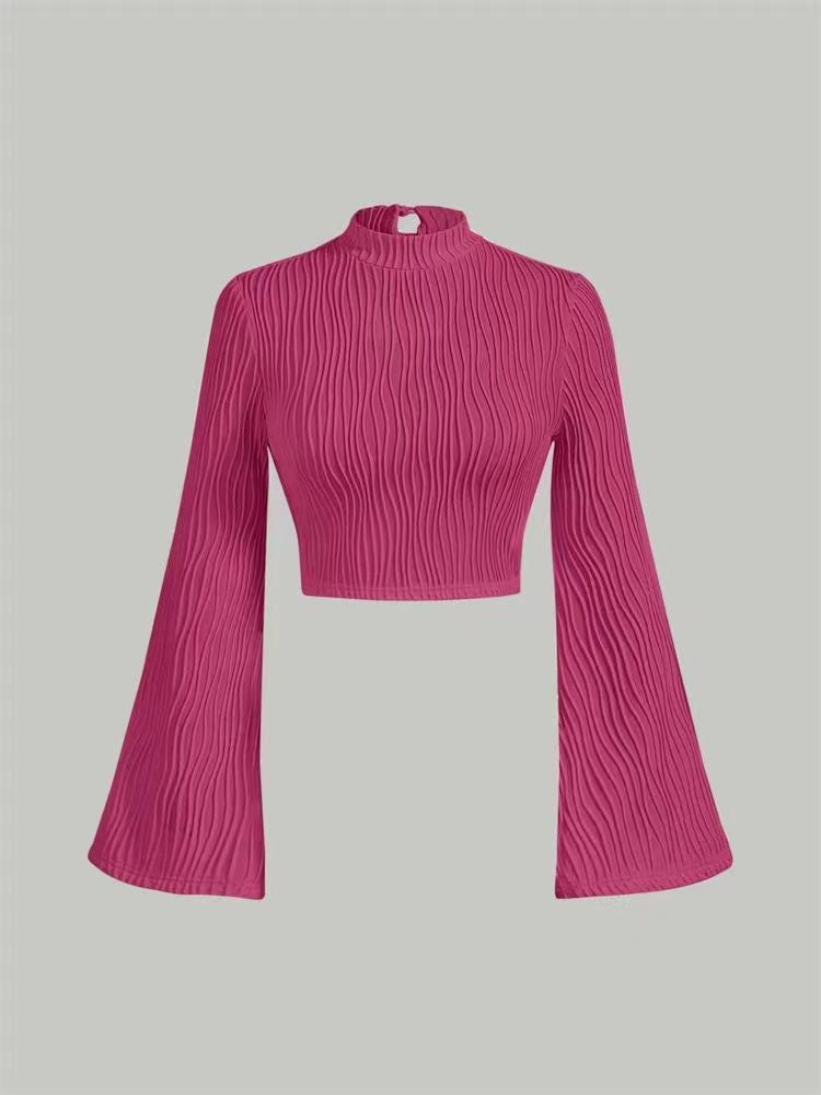 Printed Sexy Lace Thick Long Sleeved T-shirt Knitted Sweater