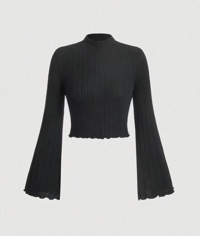 Printed Sexy Lace Thick Long Sleeved T-shirt Knitted Sweater