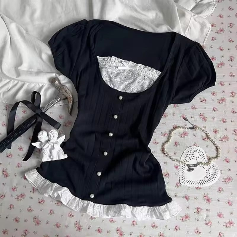 Sweet Solid Color Lace Versatile Sexy Sling