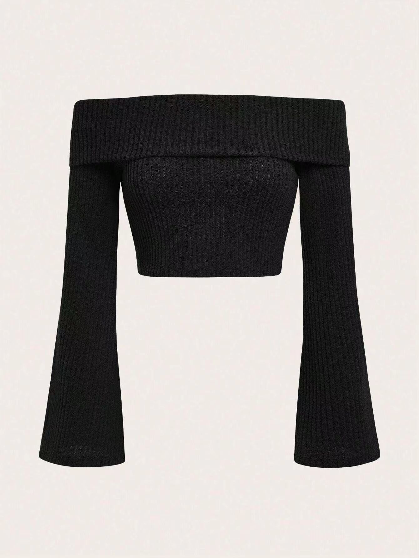 Printed Sexy Lace Thick Long Sleeved T-shirt Knitted Sweater
