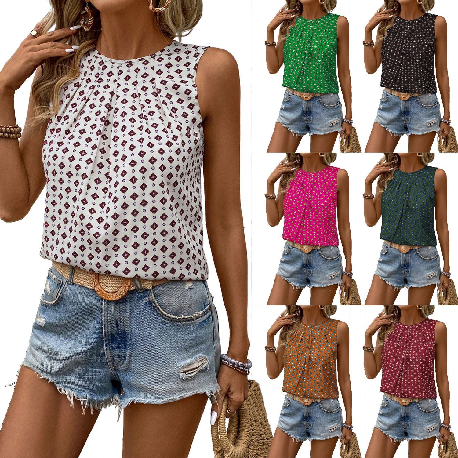 European And American Fashion Home Loose All-match Simple Sleeveless Top