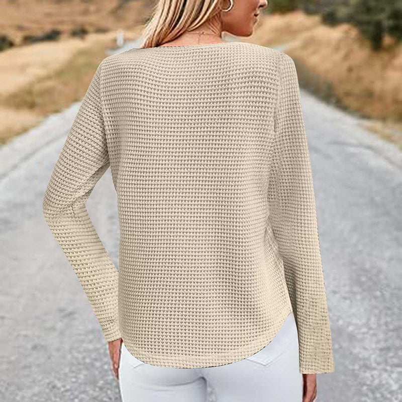 Women's Lace Trim Round Collar Long Sleeves T-Shirt, Breathable Stretch Casual Top For Spring Autumn Blouse & Daily Chic