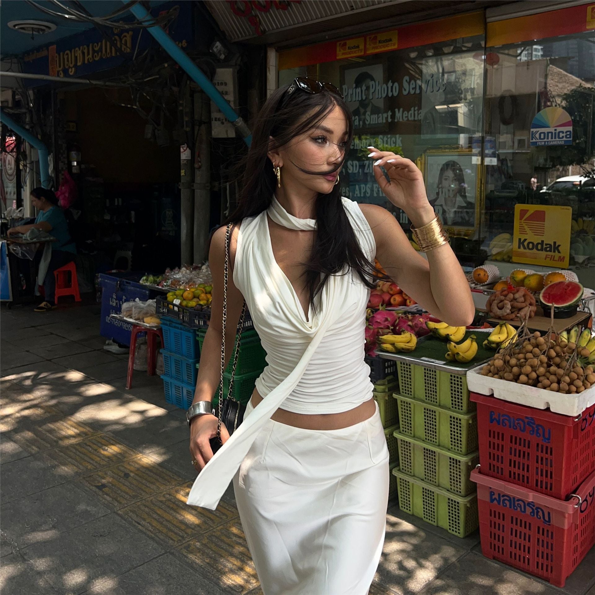 Slim Fit Slimming Swing Collar Design Blouse