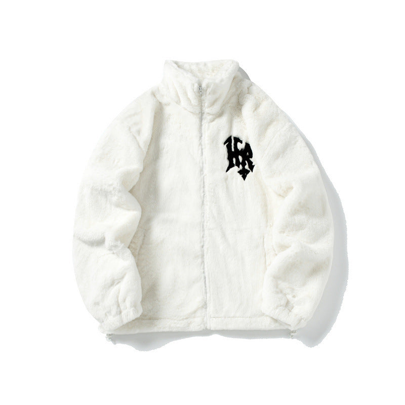 Autumn And Winter New Stars Heart Embroidered Plush Thickened Cotton Padded Coat