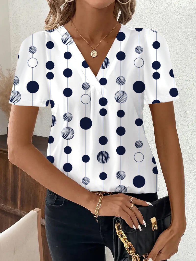 Fashion Casual Printing V-neck Top