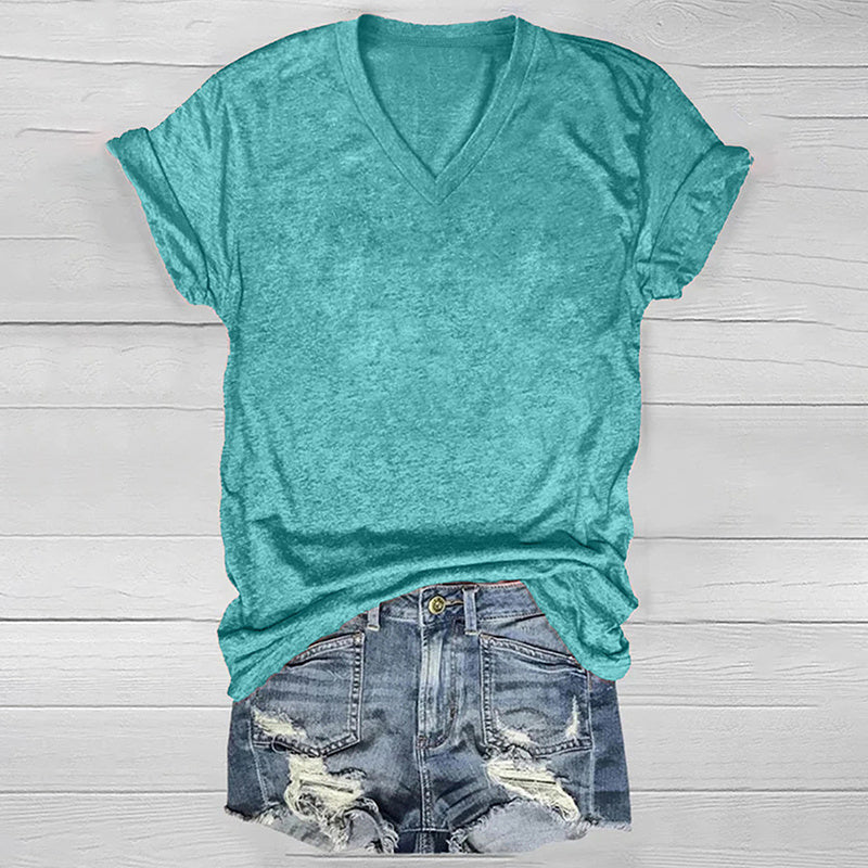 5-Pack Basic V-Neck T-Shirts For Women Summer Soild Color Short Sleeve Everyday Tees