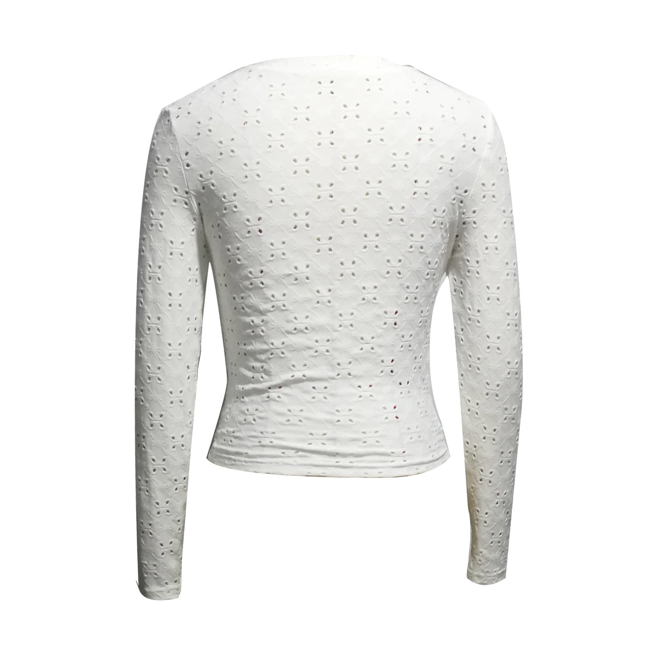 Ladies' Hollowed Out V-neck Fashionable Versatile Shopping Party Hem Irregular Design Elegant Long Sleeved T-shirt Top